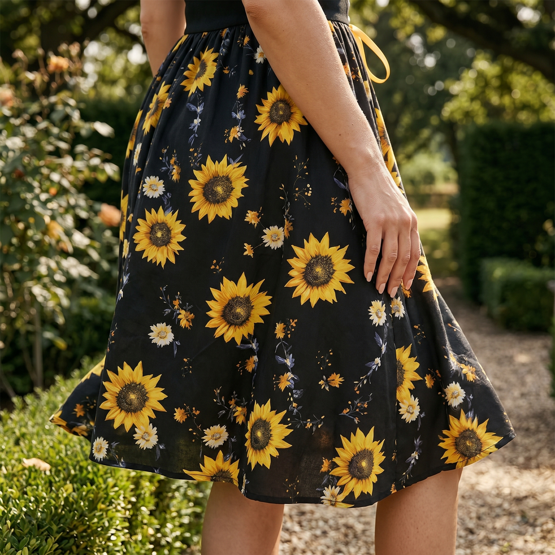Florenza™ – Sunflower Corset Midi Dress