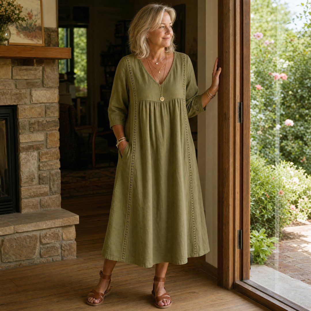 Virella™ – Relaxed Midi Dress with Pockets