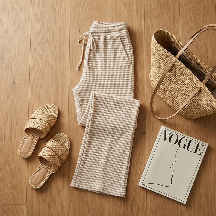 Seralune™ – Textured Knit Wide-Leg Trousers