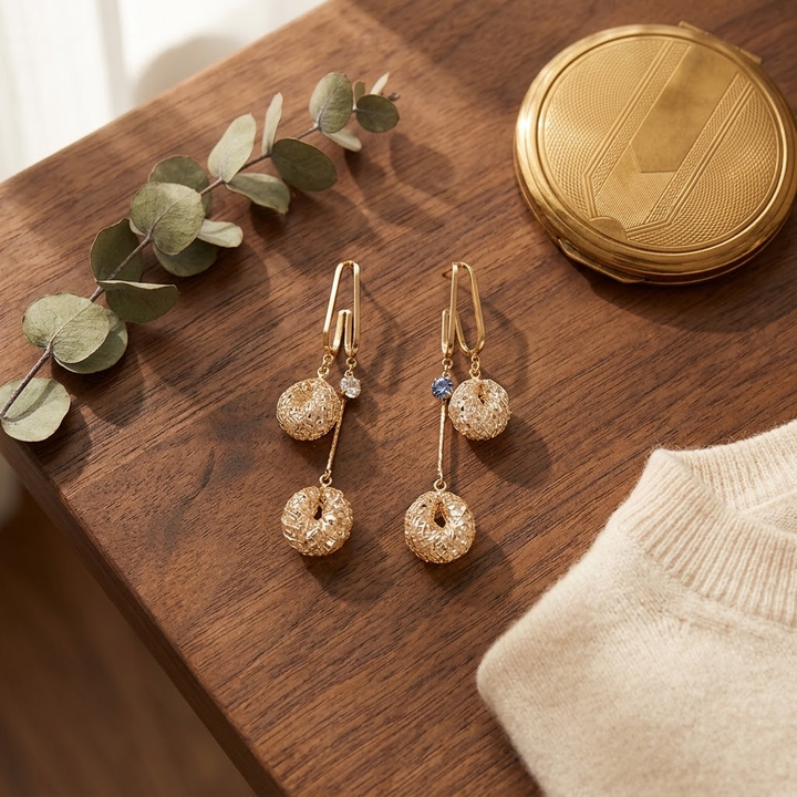 Lunavia™ – Woven Gold Crystal Drop Earrings