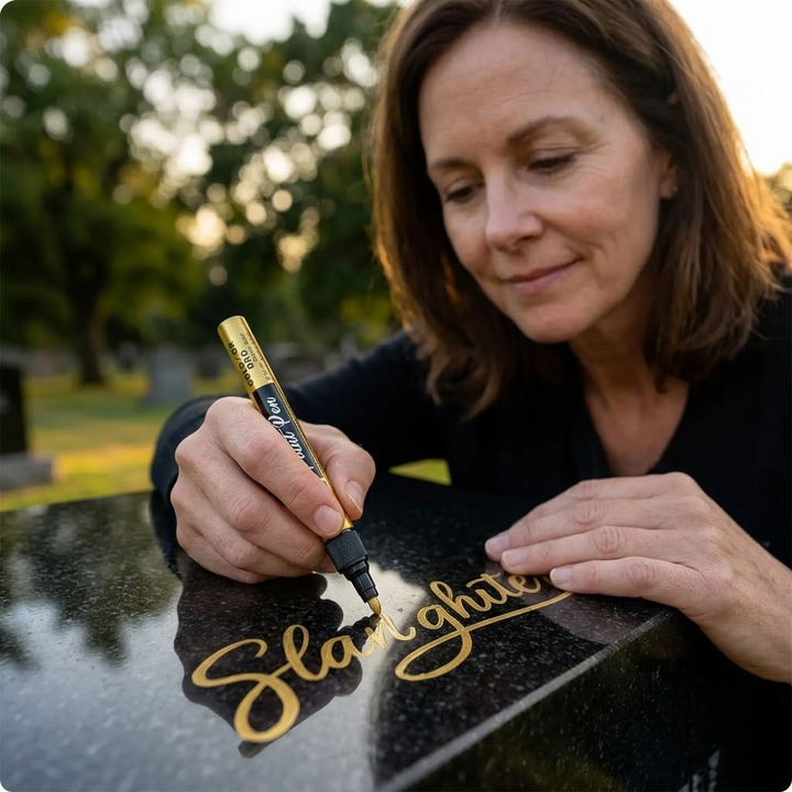 StoneTouch™ – Weatherproof Gold Marker for Headstones