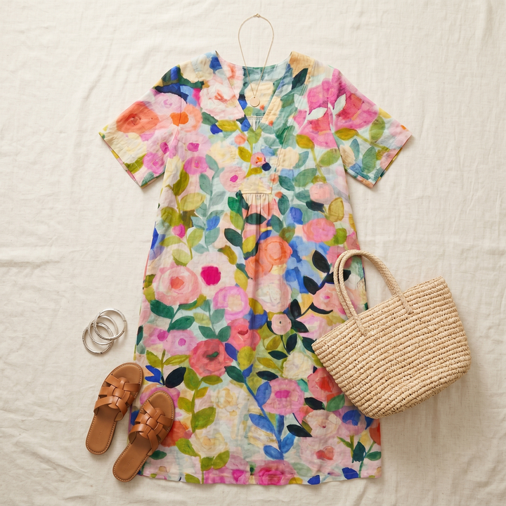 Florenza™ – Painted Floral Plus-Size Midi Dress