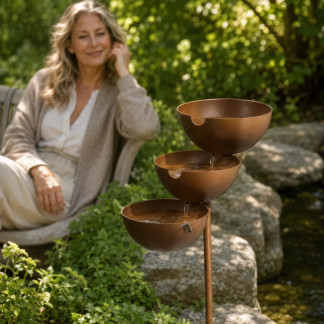 Birdsong – 3 Tier Cascading Bird Bath Garden Stake with Rain Catcher Bowls