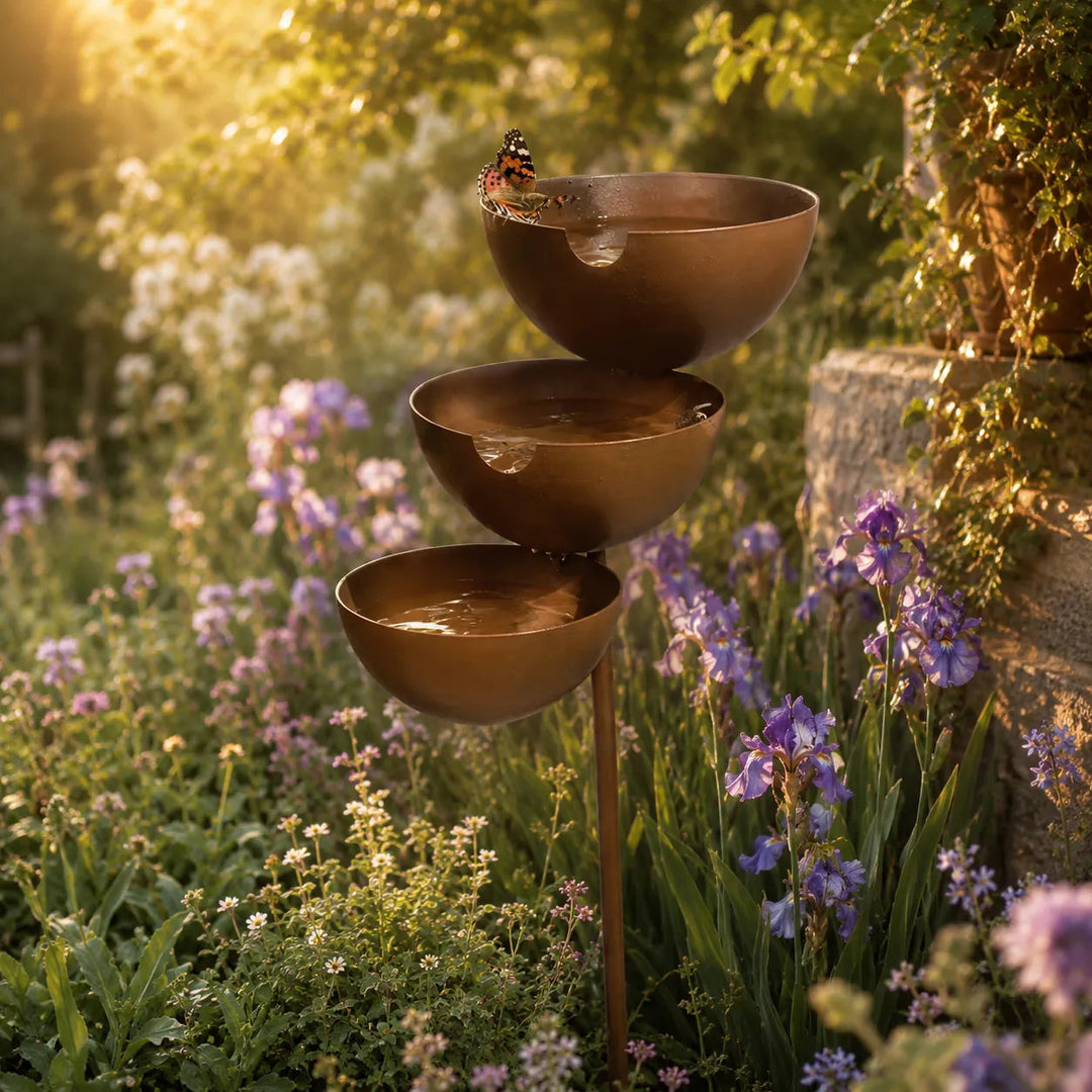 Birdsong – 3 Tier Cascading Bird Bath Garden Stake with Rain Catcher Bowls