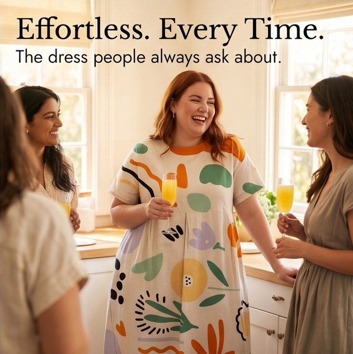 Luna™ – Artsy Print Midi Dress for Curves