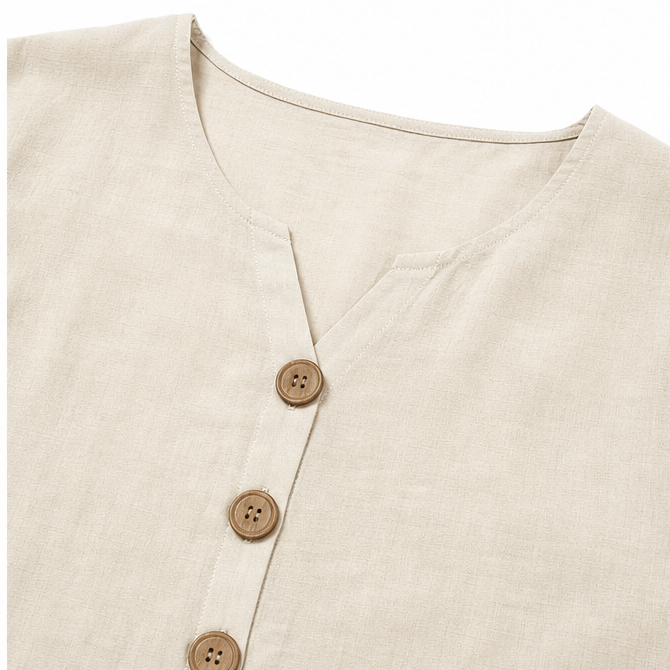 Lunavia – Linen-Look 2-Piece Set, Ruffle-Cuff Top & Wide-Leg Trousers, Women's Coordinated Outfit