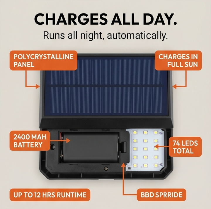 Northwall™ – 3-Head Solar Wall Light with Motion Sensor