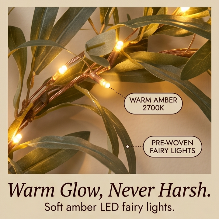 Olivelle™ – Warm-Glow Olive Wreath for Doors and Walls