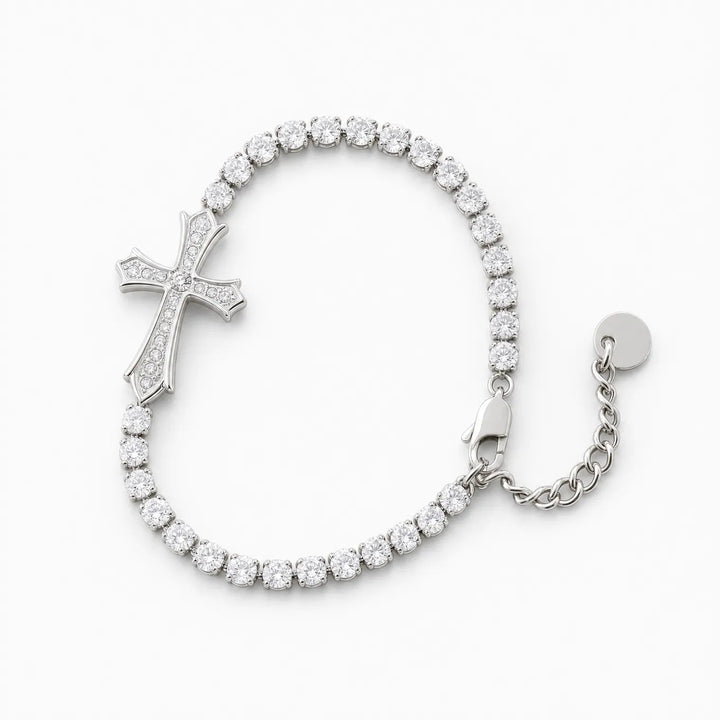 Lumière – Pavé Zircon Cross Tennis Bracelet in Silver or Gold
