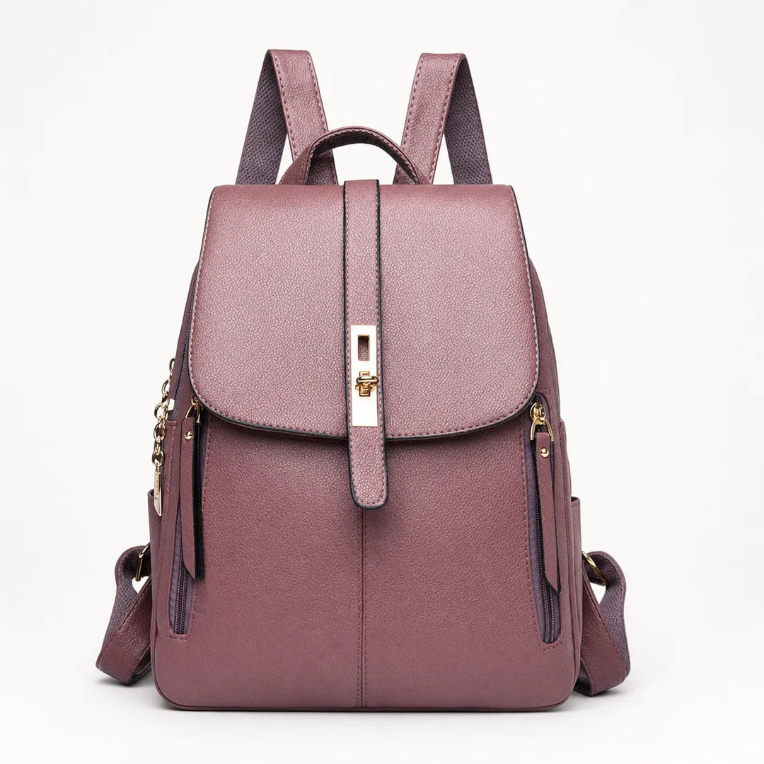 Marabella – Backpack with Twist-Lock Flap and Rose-Gold Hardware