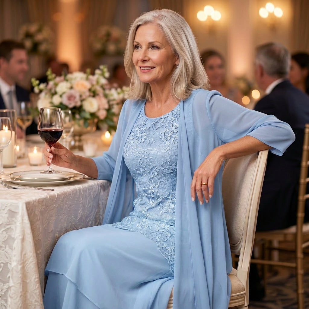 Florenza™ – Elegant Lace and Chiffon Dress Set