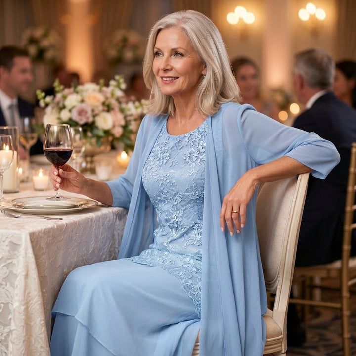 Florenza™ – Elegant Lace and Chiffon Dress Set