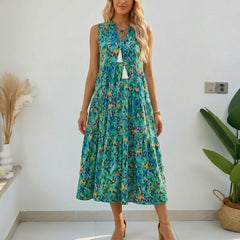 Soleia™ – Tiered Boho Midi Dress for Effortless Summer Days