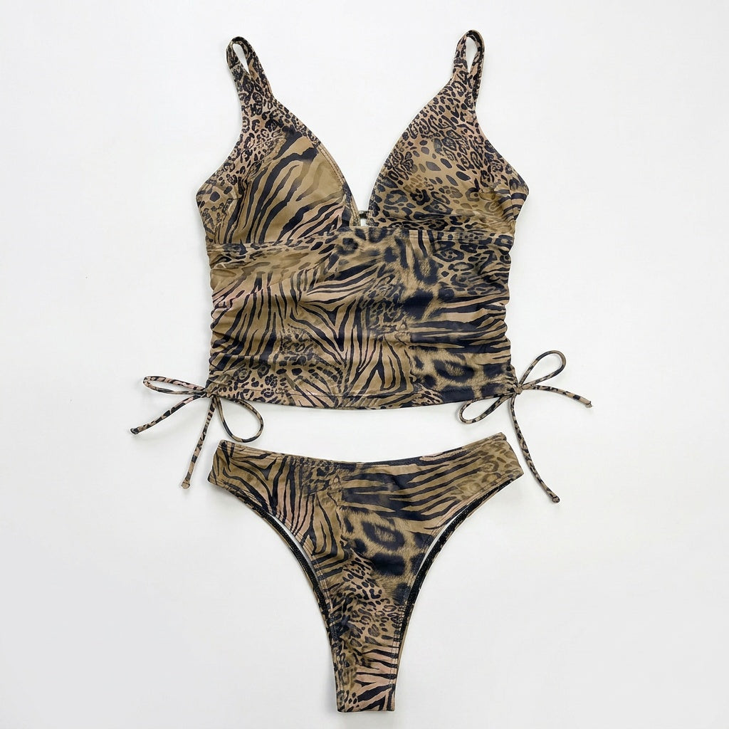 Lunavia - Women's Lined Leopard Plunge Bikini Set