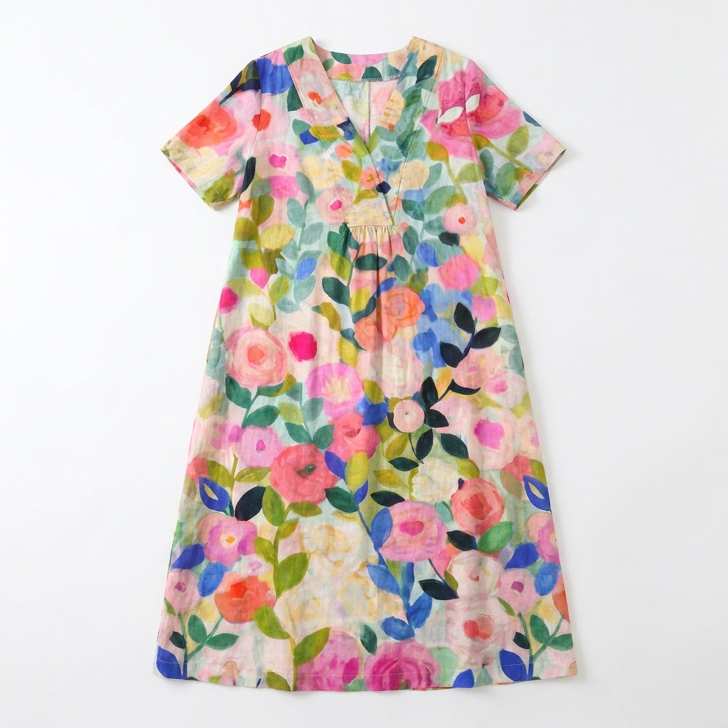 Florenza™ – Painted Floral Plus-Size Midi Dress