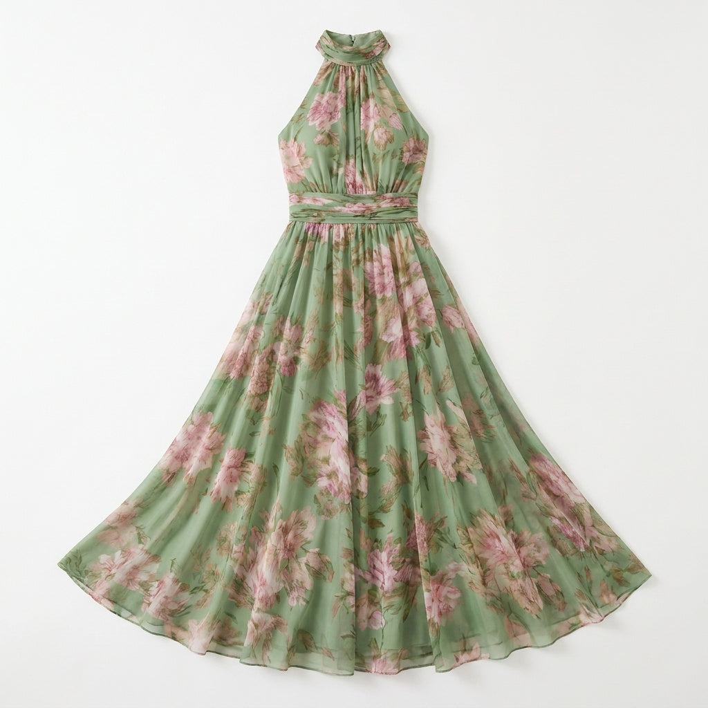 Rosalie™ – Flowy Sage Floral Summer Maxi