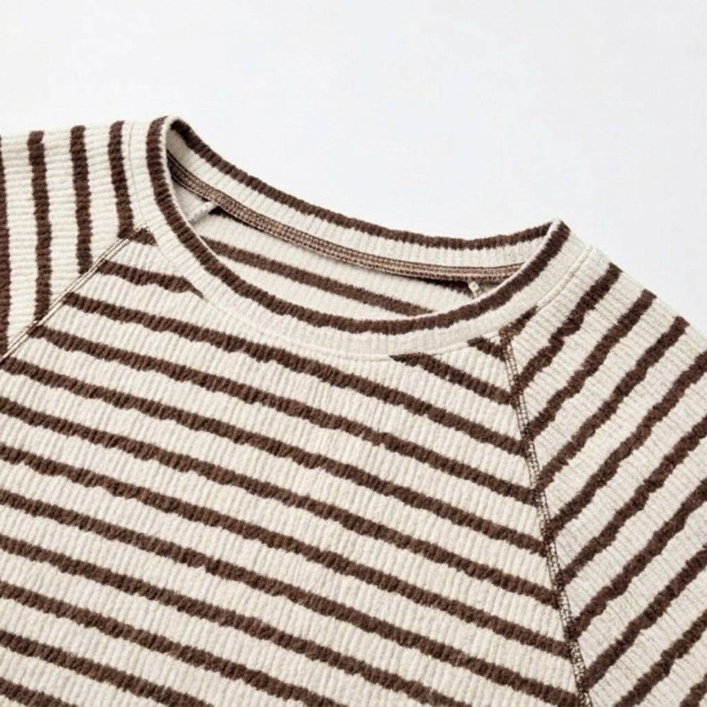Elara™ – Textured Stripe Relaxed Tee