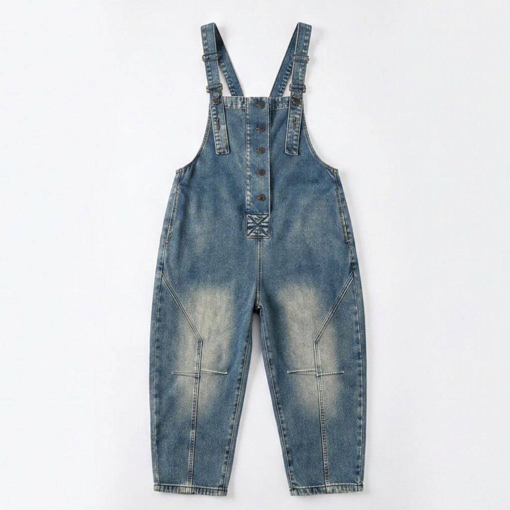 Curvella™ – Button-Front Tapered Denim Overalls