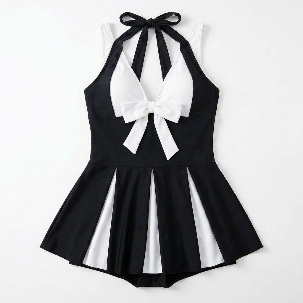 Soliera™ – Plus-Size Halter Swimdress with Boy Shorts