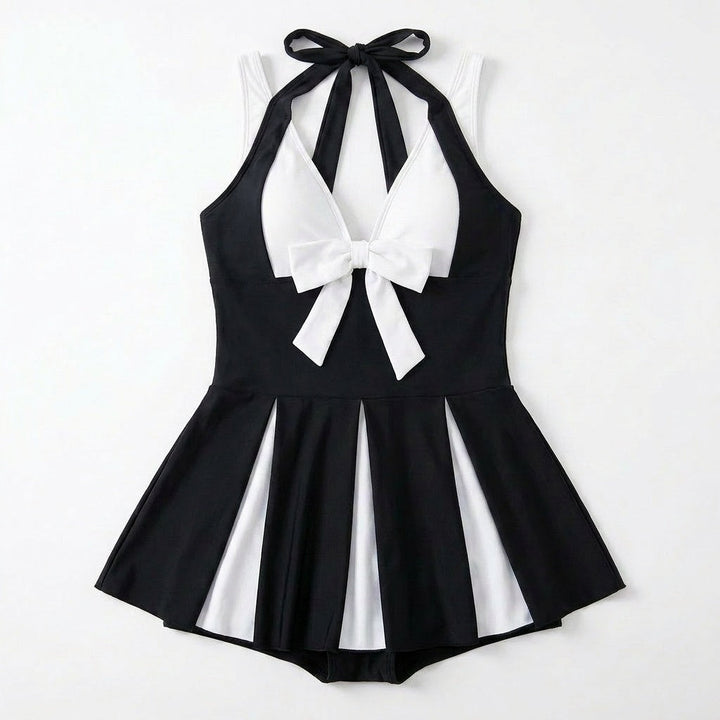 Soliera™ – Plus-Size Halter Swimdress with Boy Shorts