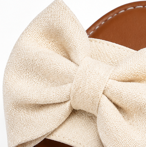 Lunabow™ Bow Flat Sandals with Pearl Ankle Cuff