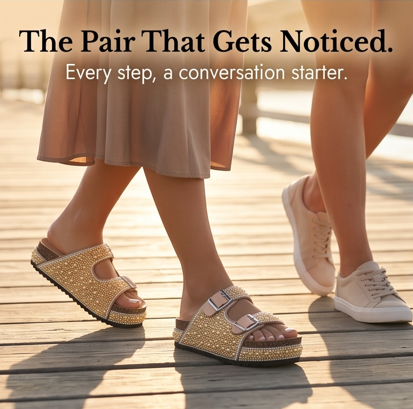 Pearlique™ – Pearl Platform Slide Sandals