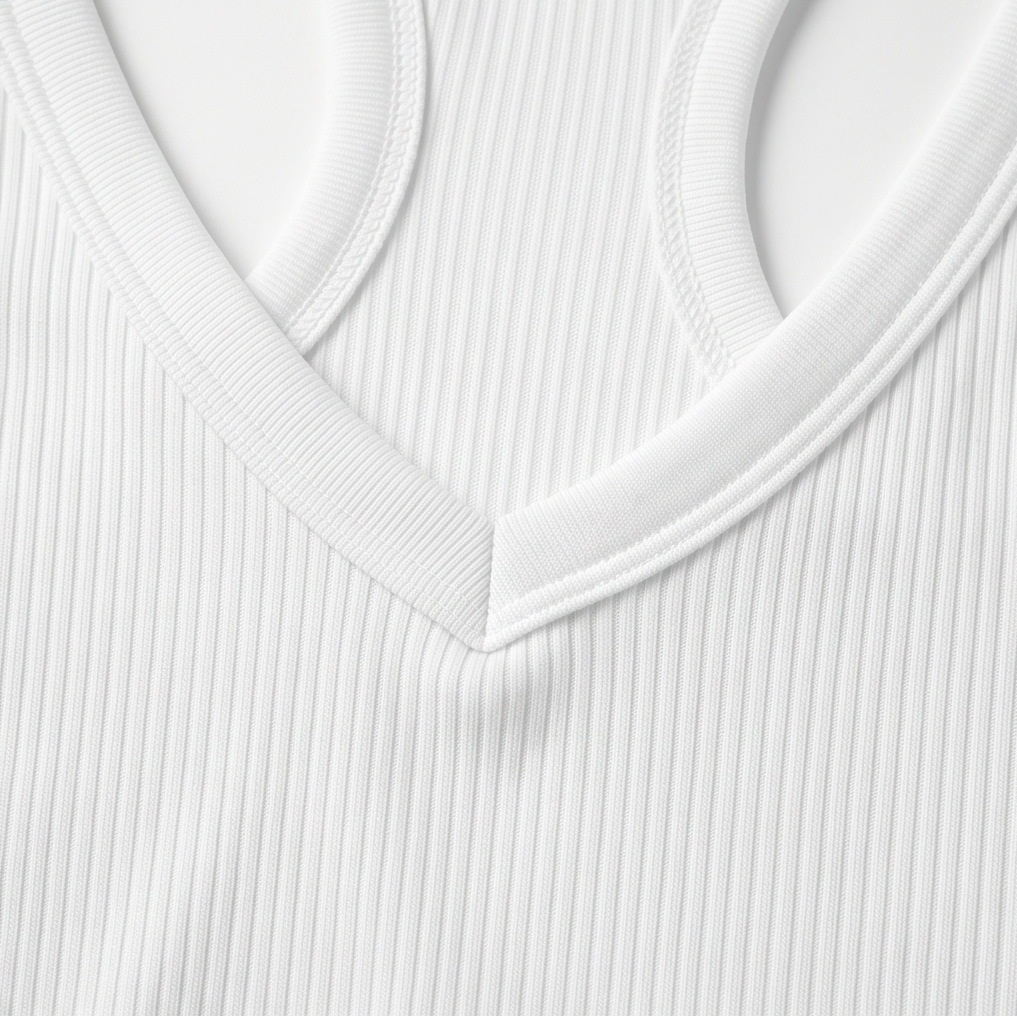 Lunella™ Ribbed V-Neck Tank with Built-In Bra