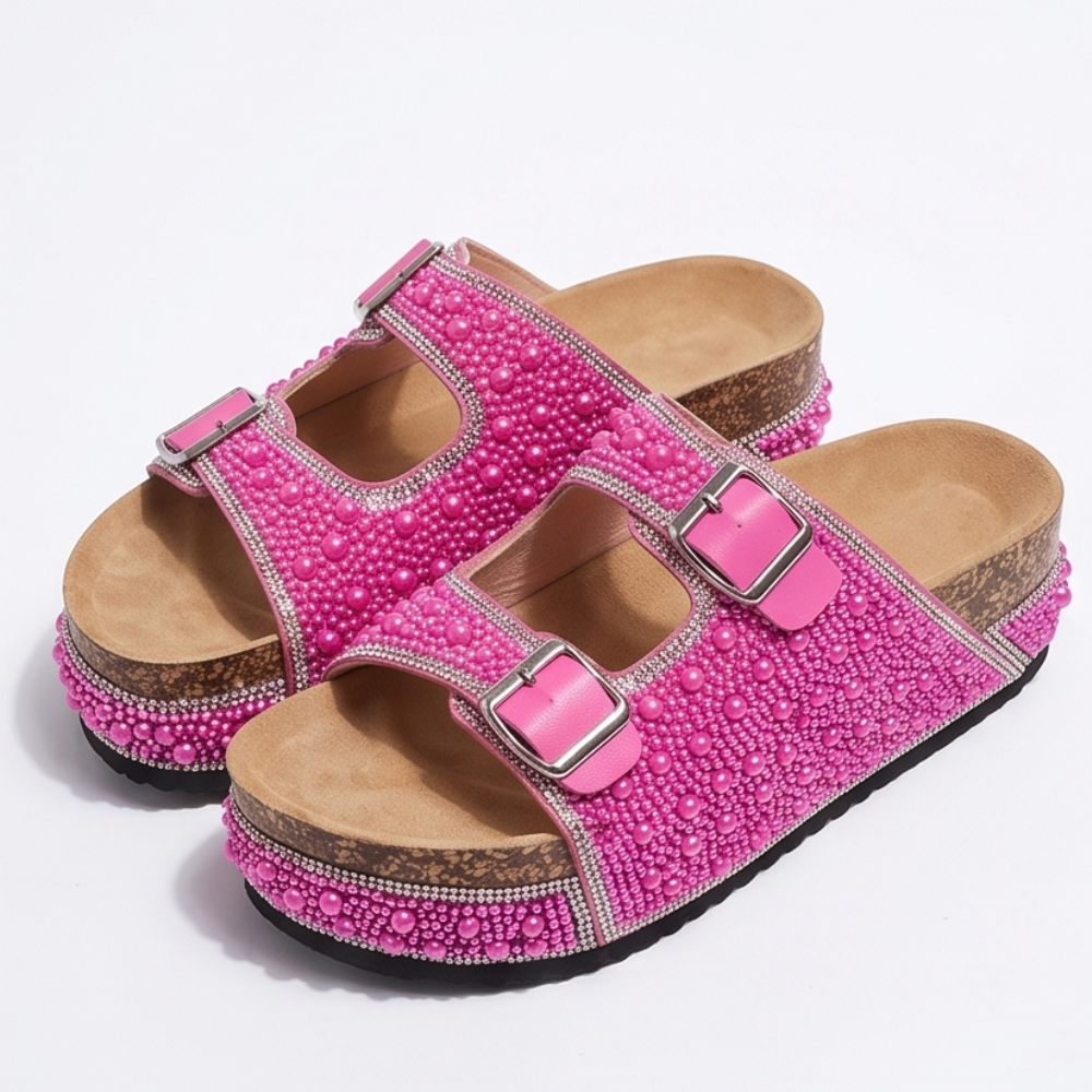 Pearlique™ – Pearl Platform Slide Sandals