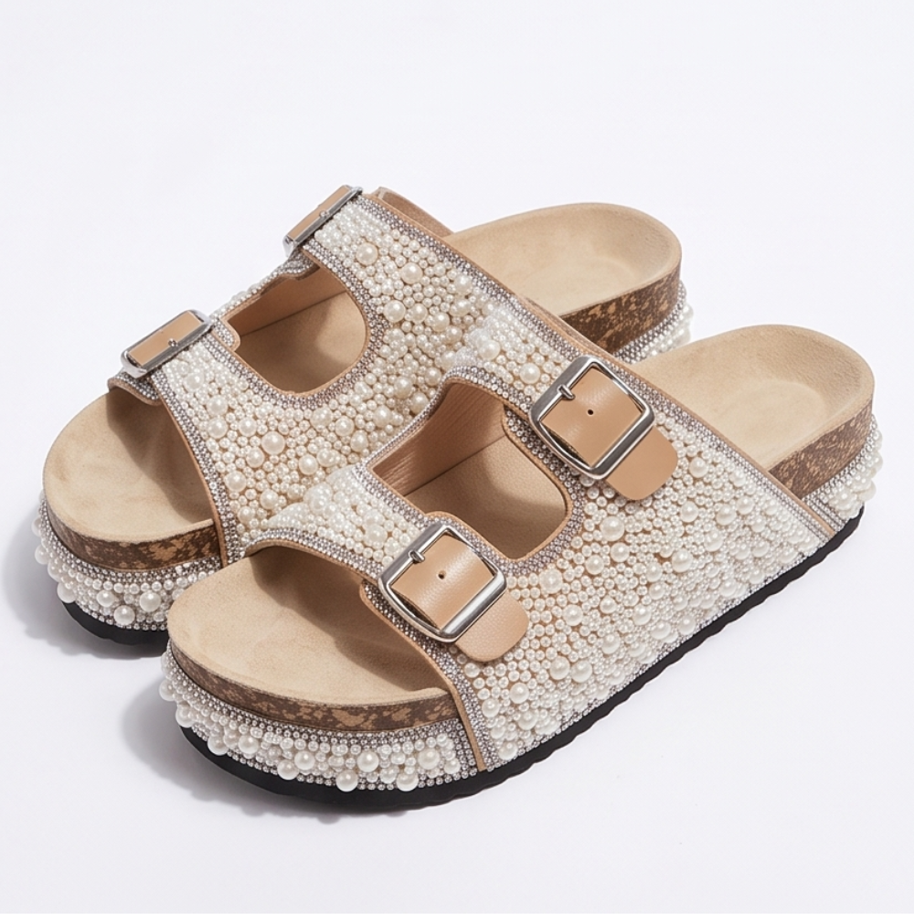 Pearlique™ – Pearl Platform Slide Sandals