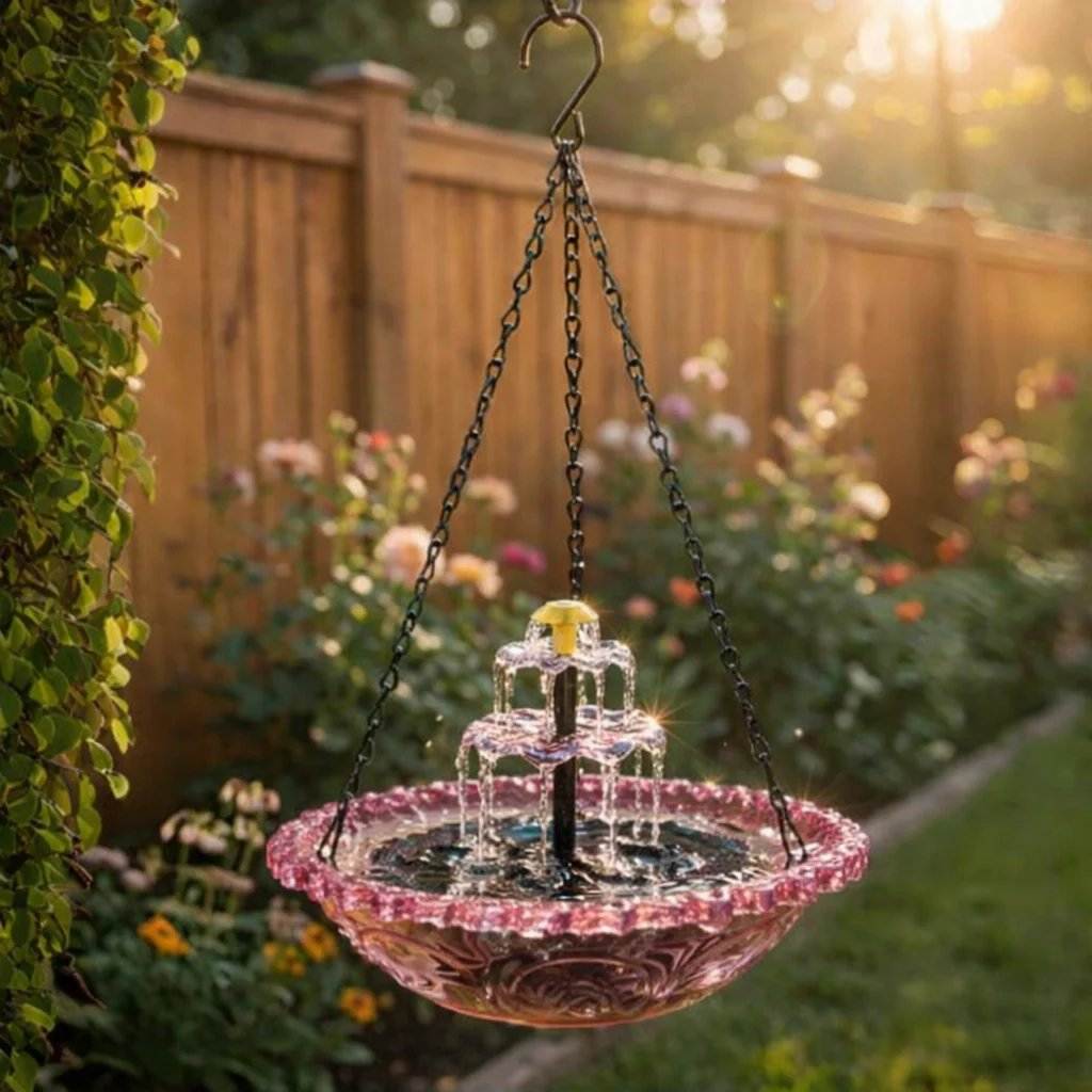 Avelora™ – Solar Hanging Bird Bath Fountain with Two-Tier Cascade