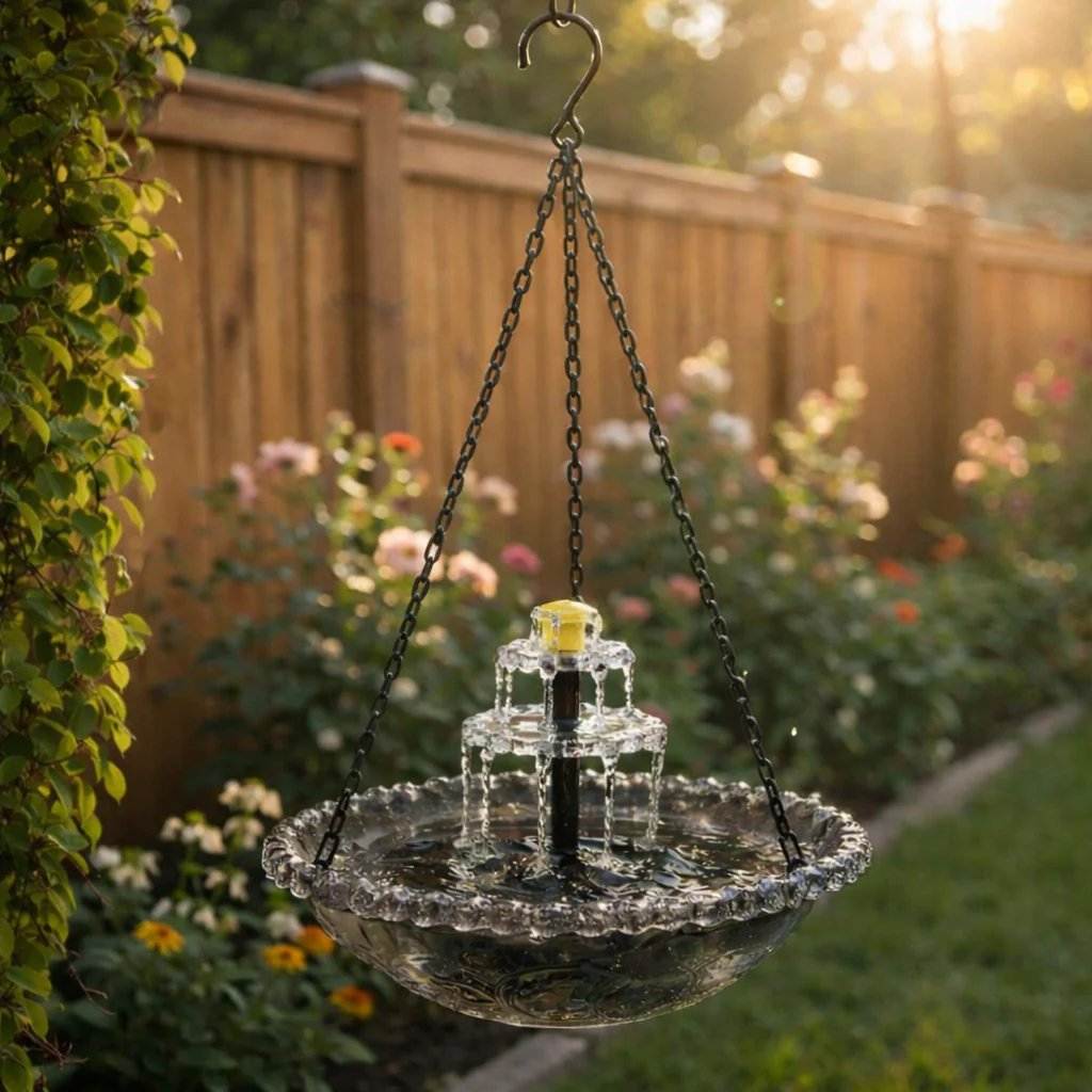 Avelora™ – Solar Hanging Bird Bath Fountain with Two-Tier Cascade