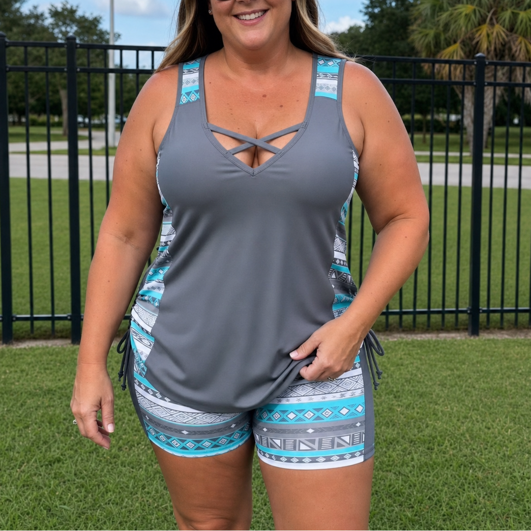 Marevia™ - Tankini Swimsuit Set with Adjustable Sides