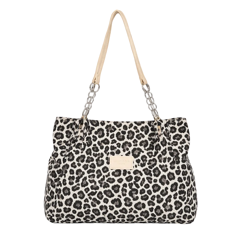 Lynxe™ – Leopard Print Tote with Chain Detail