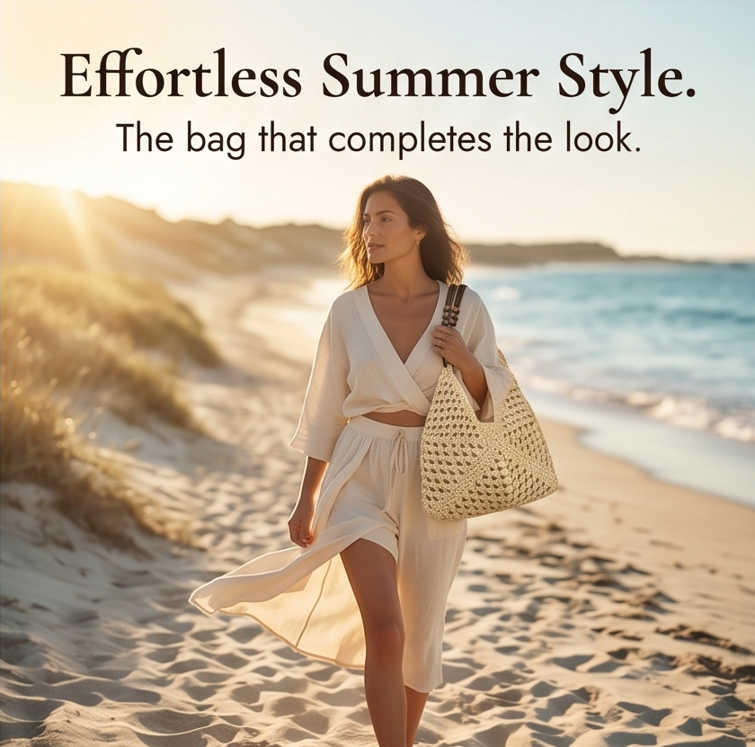 Solèra™ – Crochet Summer Tote with Hidden Lining
