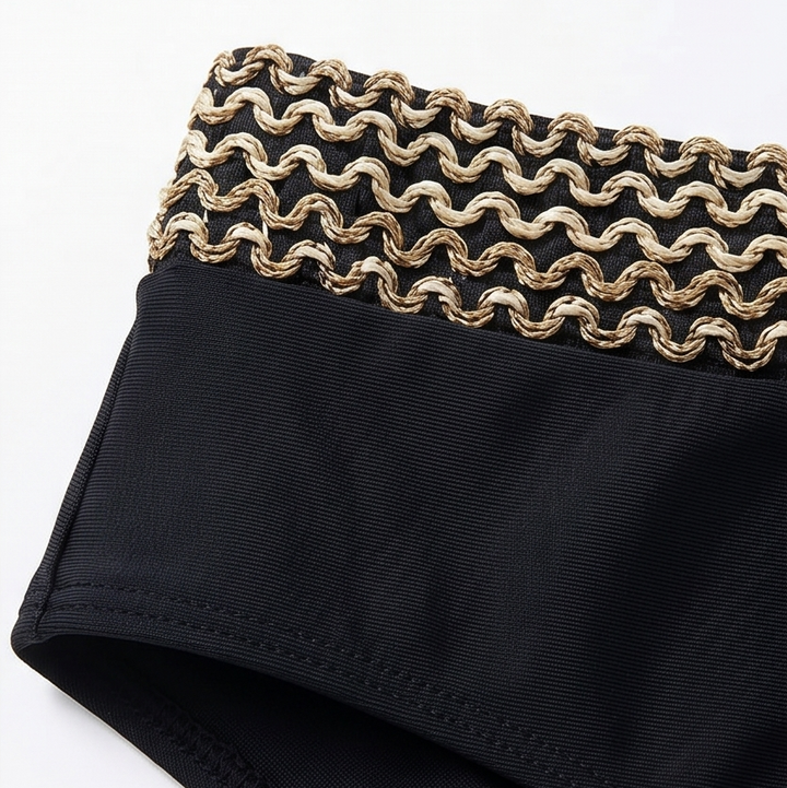 Soléra™ – Woven Chain-Trim High-Waist Bikini