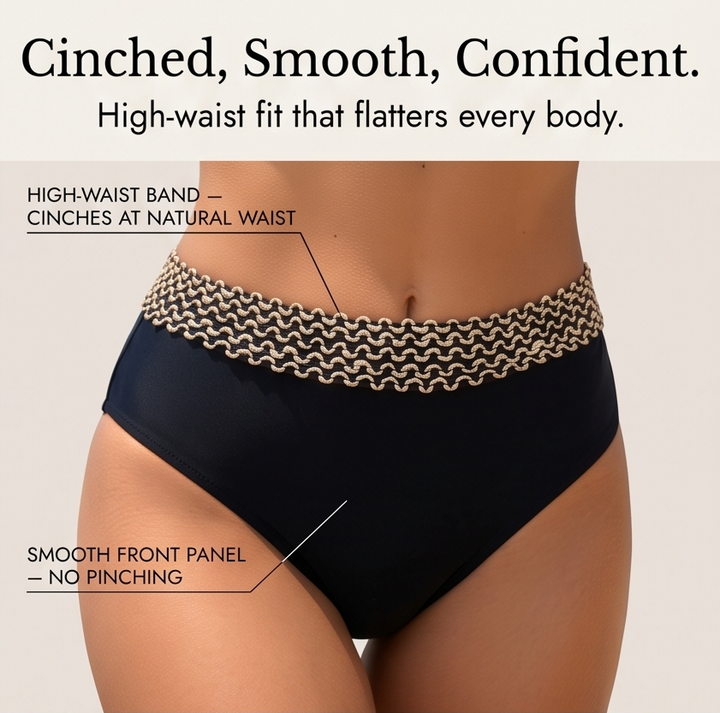 Soléra™ – Woven Chain-Trim High-Waist Bikini