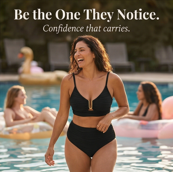 Solaia™ – Sculpted Textured High Waist Bikini Set