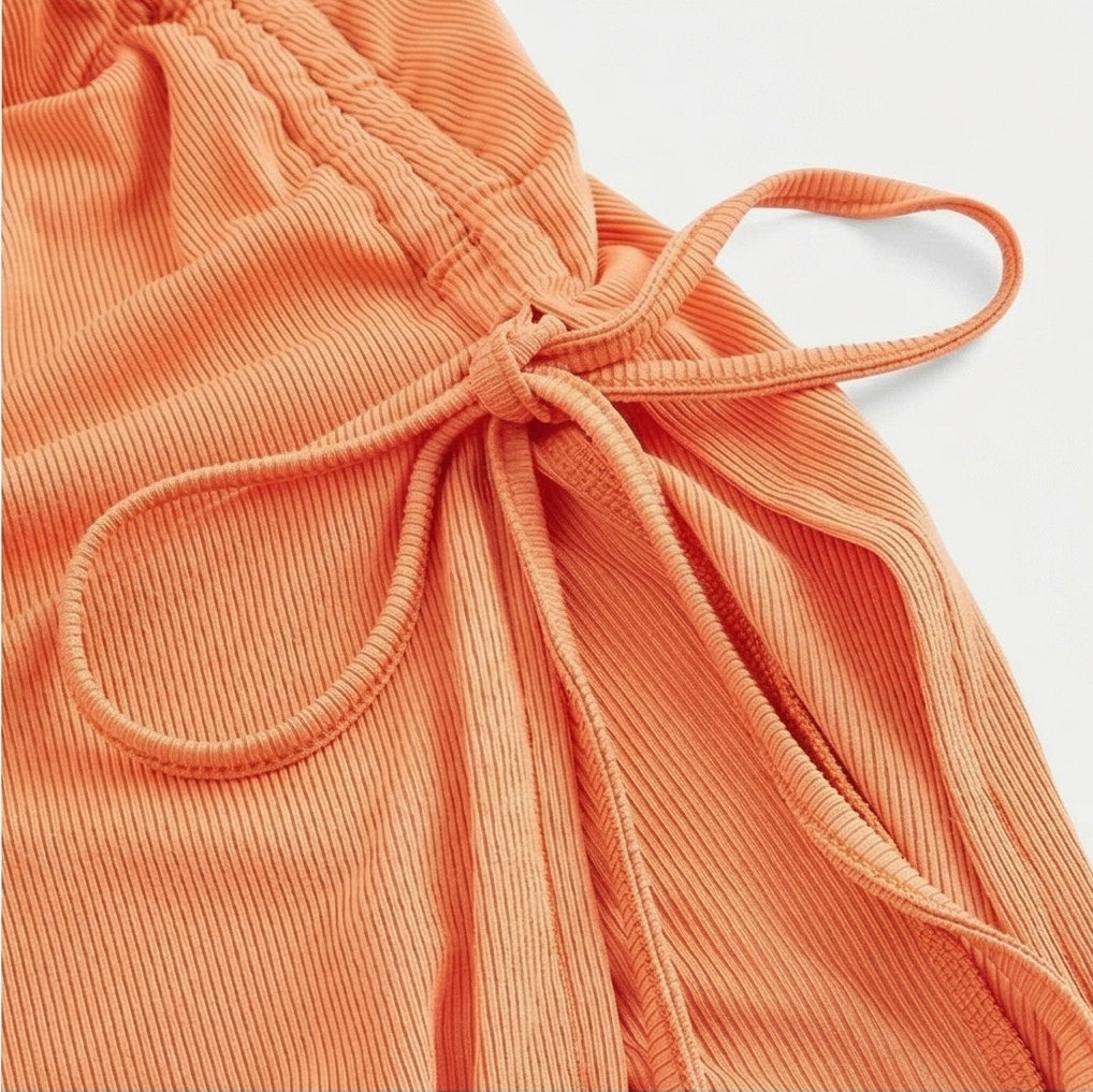 Solara™ — Ribbed Maxi Dress with Drawstring Slit