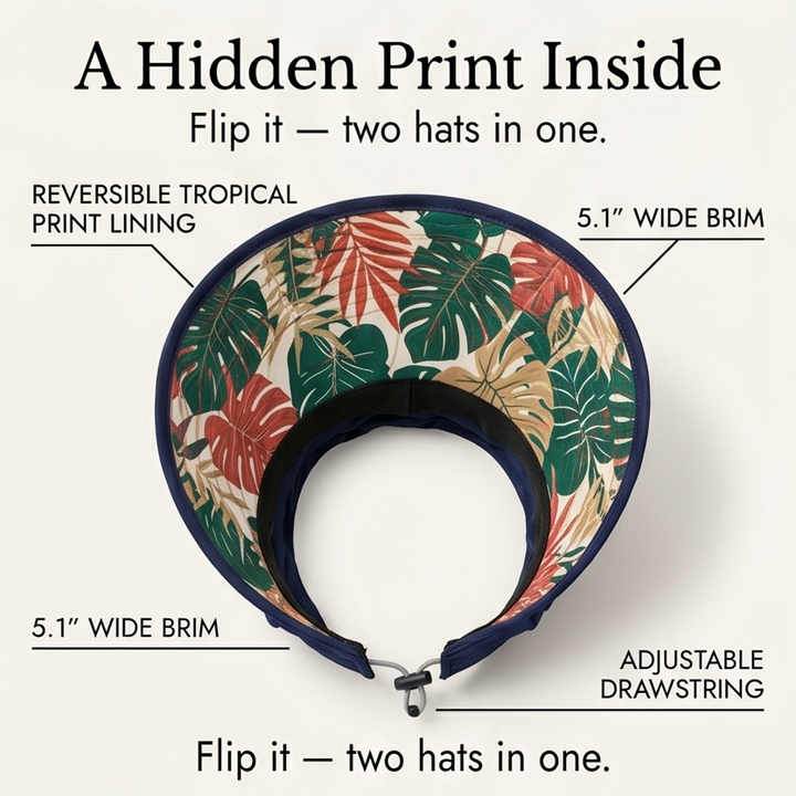 Solwen™ – Wide Brim Sun Visor with Ponytail Opening