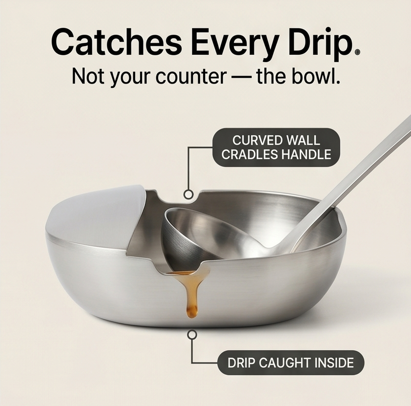 Spoonara™ Heavy Stainless Spoon Rest for Tidy Counters
