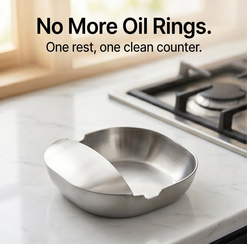 Spoonara™ Heavy Stainless Spoon Rest for Tidy Counters