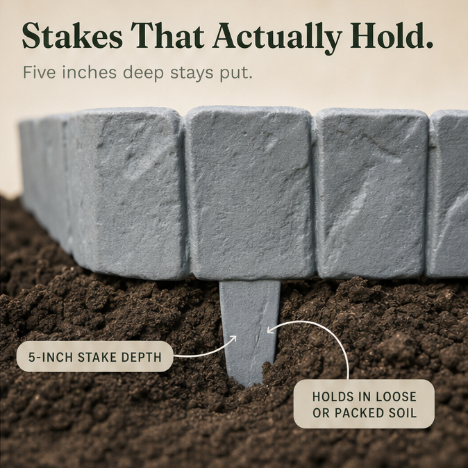 StoneCraft™ – Stake-In Faux Stone Garden Border
