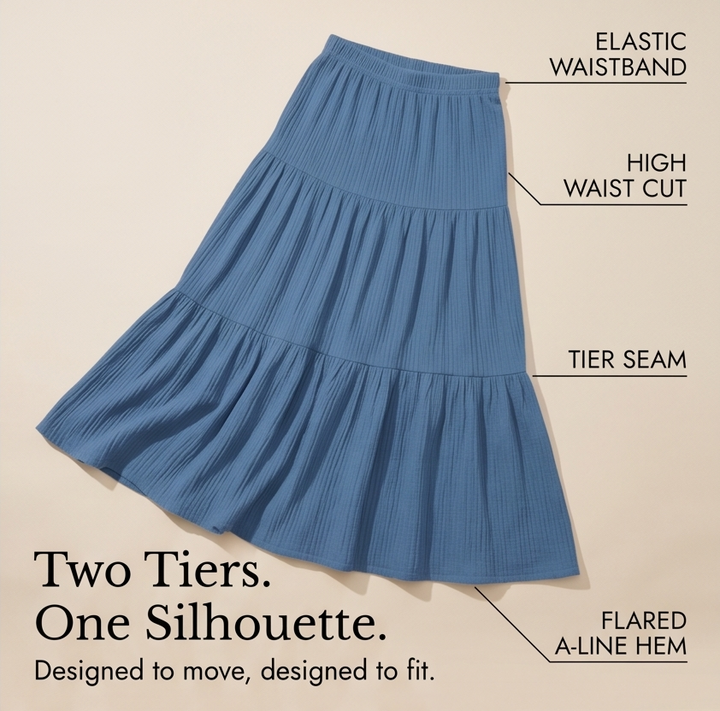 Solavie™ Tiered Maxi Skirt & Cami Matching Set