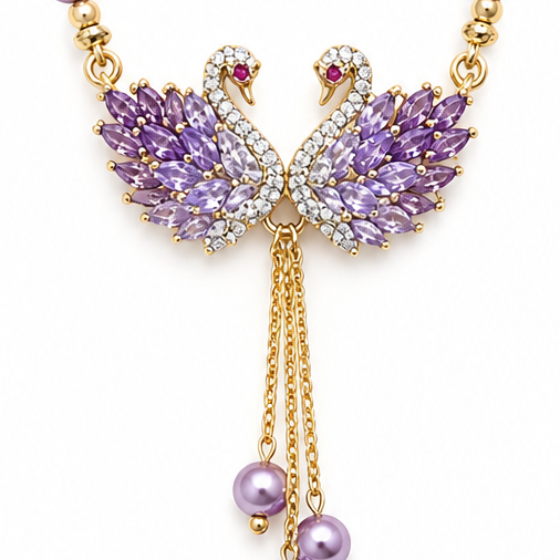 Lunabelle™ Twin-Swan Pearl Tassel Necklace