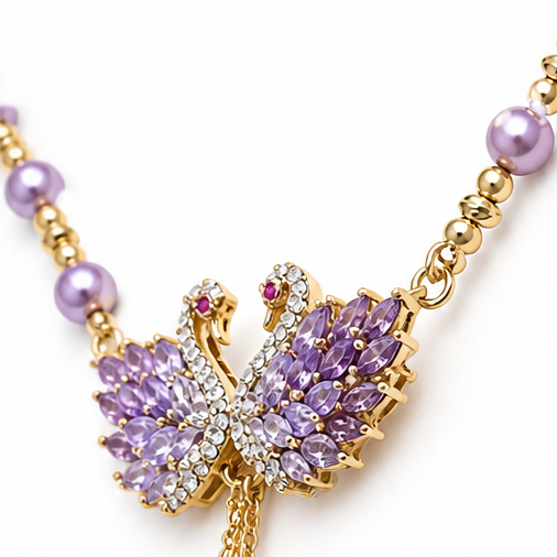 Lunabelle™ Twin-Swan Pearl Tassel Necklace