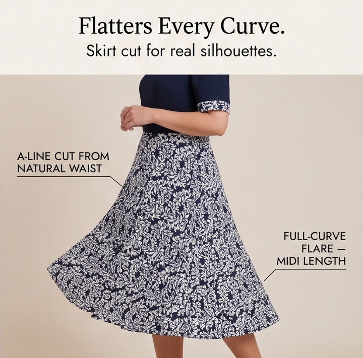 Maelyn™ Elegant Navy Floral Dress with Built-in Jacket