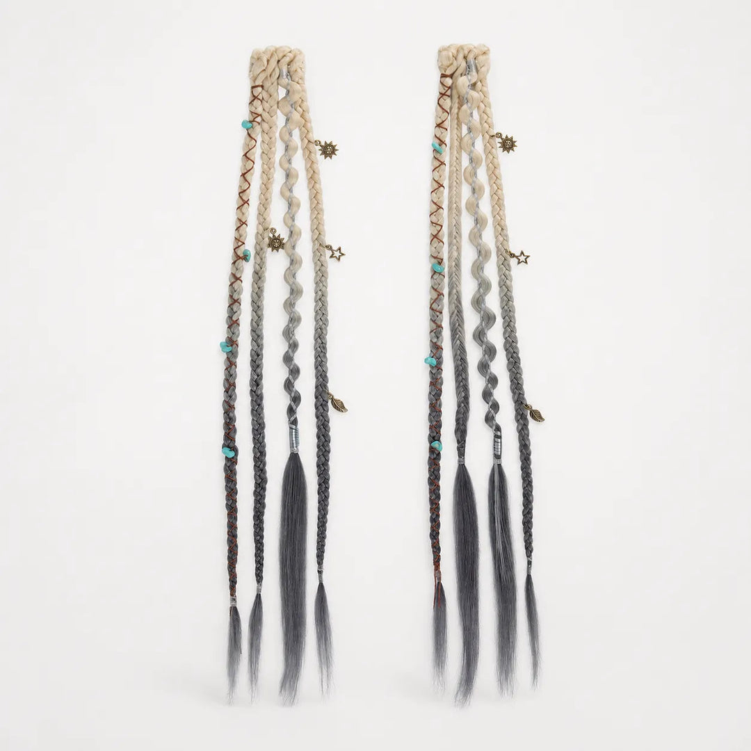 Wildera – Boho Beaded Clip-In Braid Extensions with Charms
