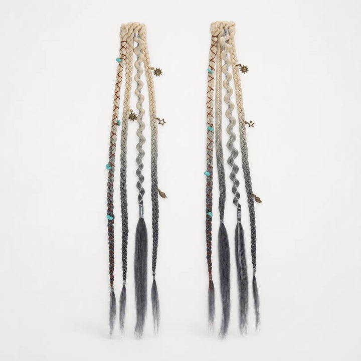 Wildera – Boho Beaded Clip-In Braid Extensions with Charms
