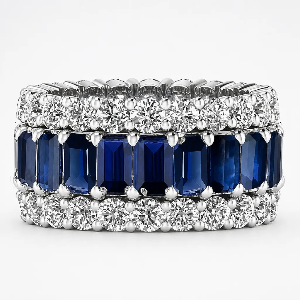 Solenne – Triple-Row Sapphire Eternity Band Ring for Women