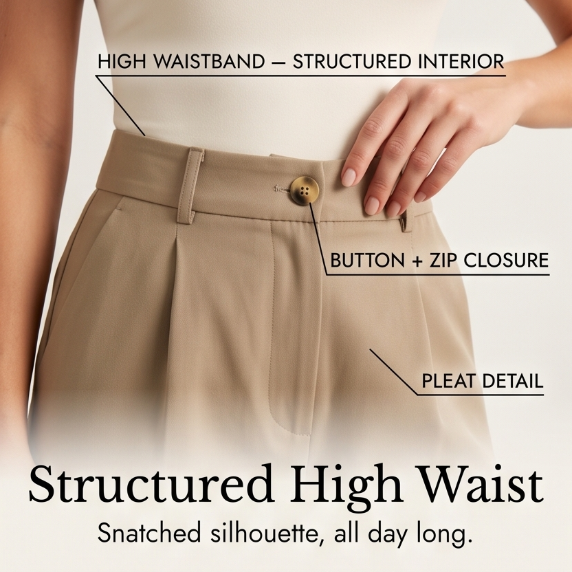 Velora - Women's High-Waist Wide-Leg Trousers with Pockets
